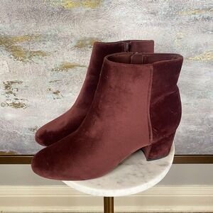 Call It Spring Boots Womens Size 9 Red Velvet Faux Suede Ankle Block Heel